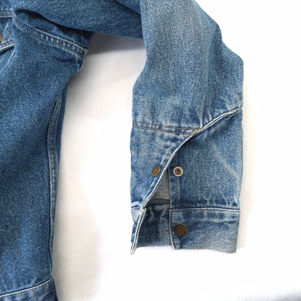 Calvin Klein Denim Jacket Blue L Harley Davidson Biker Trucker Vintage Patched - Picture 15 of 16